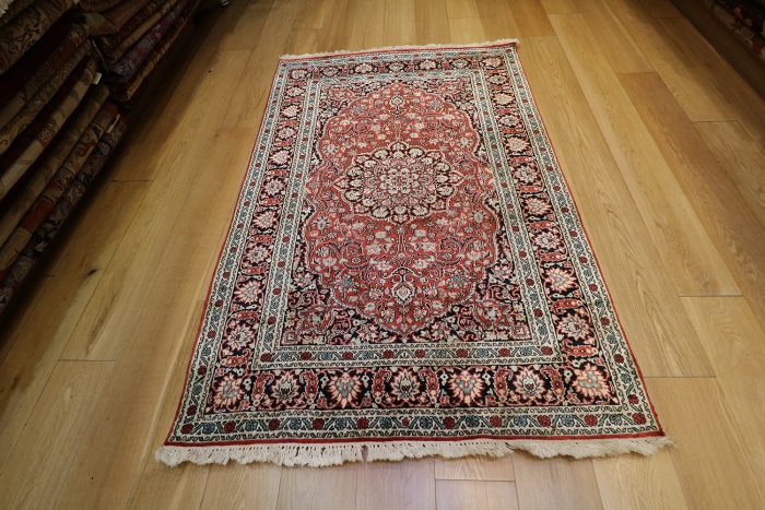 Vintage Indian Kashmir Silk Rug - Rug Store - 6324