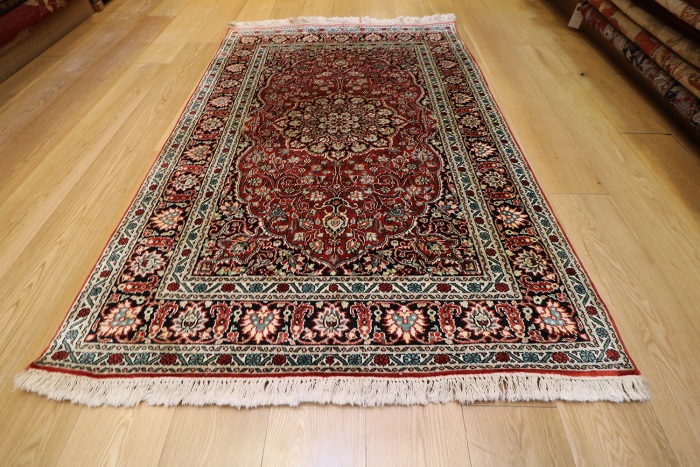 Vintage Indian Kashmir Silk Rug - Rug Store - 6324