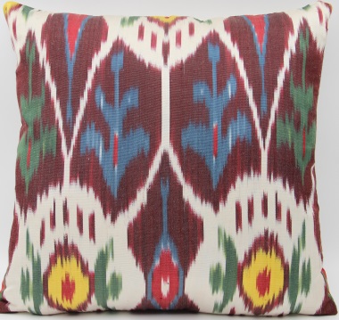 i197 - Handmade Burgundy Silk Ikat Cushion Covers