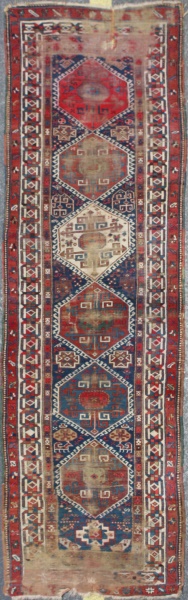 Antique Caucasian Kazak Carpet Runner F1503