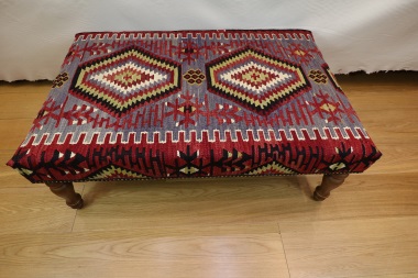 R5966 Antique Kilim Covered Ottoman Tables