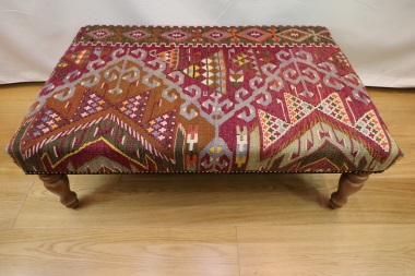 R5966 Antique Kilim Covered Ottoman Tables