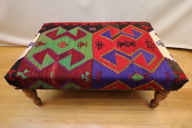 R5970 Antique Kilim Ottoman Stool