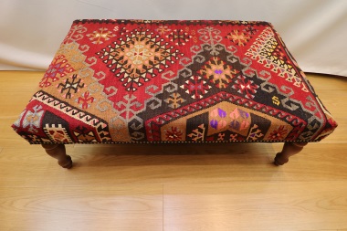 R4739 Antique Kilim Ottoman Stool Table