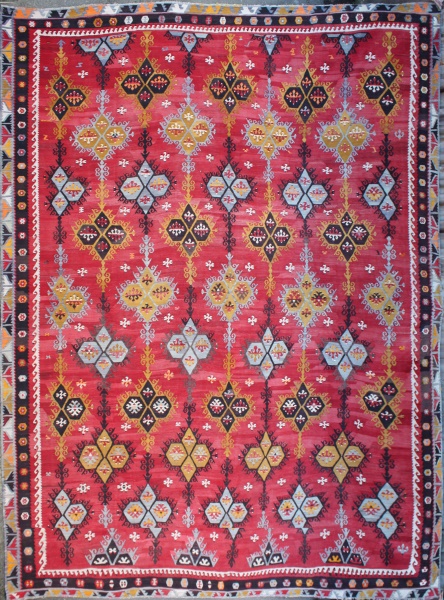 R6794 Antique Large Turkish Kilim Rug