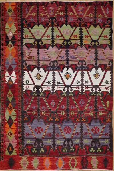 R7849 Antique Turkish Emirdag Kilim Rug