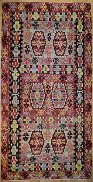 R7641 Antique Turkish Esme Kilim Rug