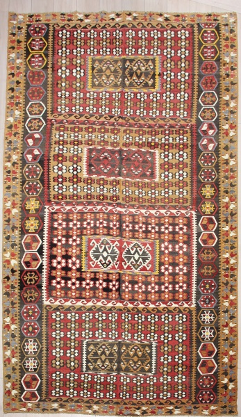 R7505 Antique Turkish Gomurgen Kilim Rug