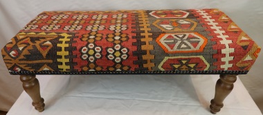 R7588 Antique Turkish Kilim Bench Stool