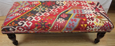 Antique Turkish Kilim Bench Stool R4026