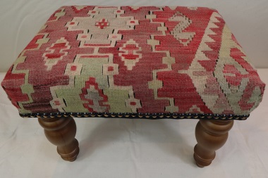R4742 Antique Turkish Kilim Footstool