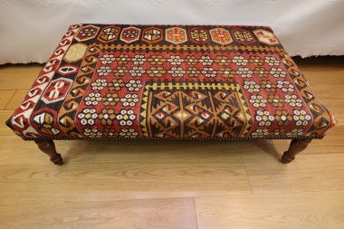 R5230 Antique Turkish Kilim Ottoman Stool Table