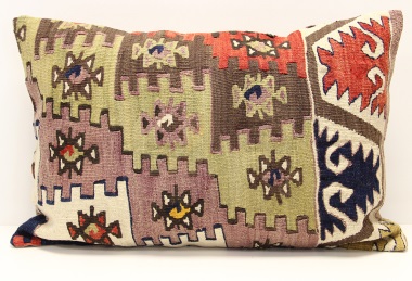 D398 Antique Turkish Kilim Pillow Cover