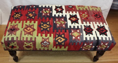 R7731 Beautiful Hand Woven Antique Turkish Bench Kilim Stool