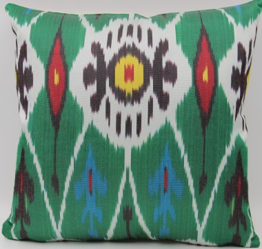 Green Silk Ikat Cushion Covers - i193