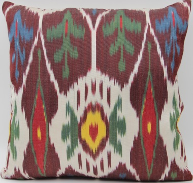 Handmade Burgundy Silk Ikat Cushion Covers - i199