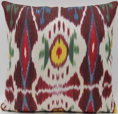 Handmade Burgundy Silk Ikat Cushion Covers - i201