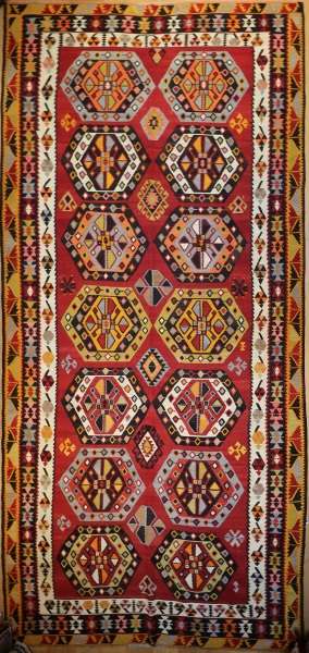 Large Vintage Flat Weave Rug 8740