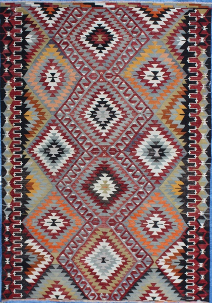 R7075 Old Turkish Kilim Rug