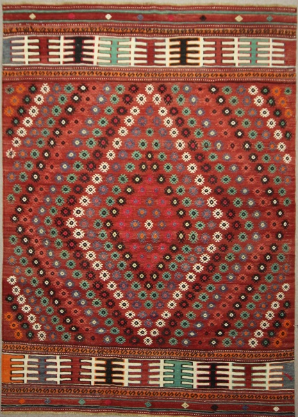 Old Turkish Kozak Cicim Kilim Rug R7881