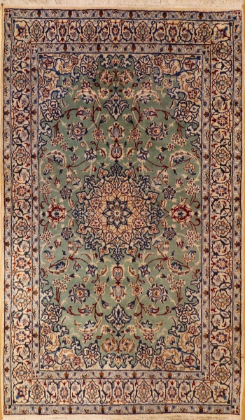 R6947 Persian Silk and Wool Nain Rug