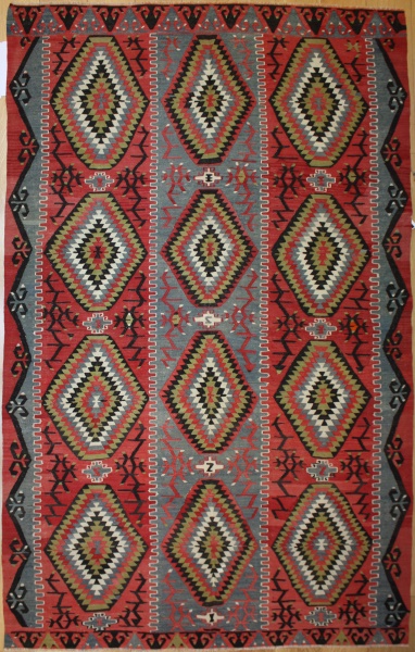 R8055 Beautiful Vintage Flat Weave Rug