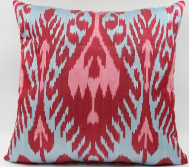 Red Ikat Silk Cushion Pillow Covers-i169