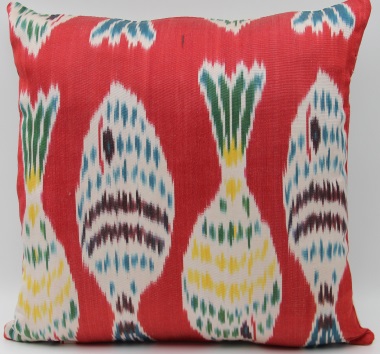 Red Silk Ikat Cushion Covers - i227