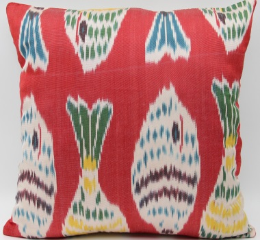 Red Silk Ikat Cushion Covers - i235