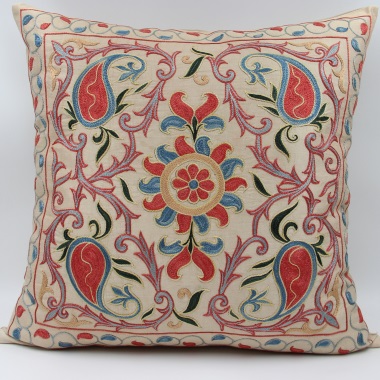 C49 Silk Suzani Cushion Pillow Cover