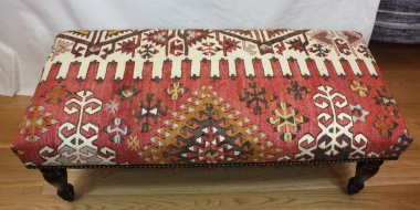 R7727 Traditional Antique Large Bench Kilim Stool