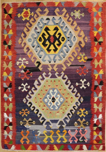 R7076 Turkish Old Anatolian Kilim Rug