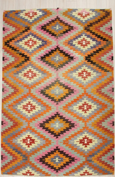 R6844 Vintage Afyon Kilim Rug