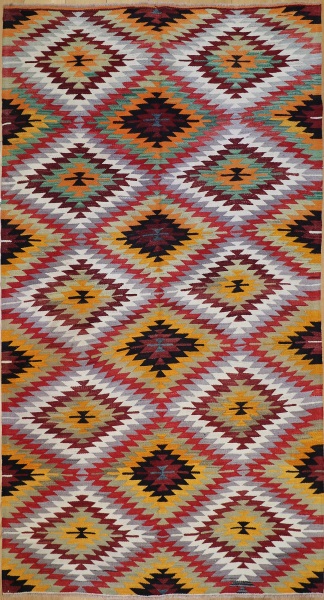 R6508 Vintage Afyon Turkish Kilim Rug