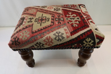 R6463 Vintage Kilim Covered Footstool