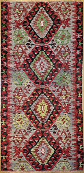 R7363 Vintage Kula Turkish Kilim Rug