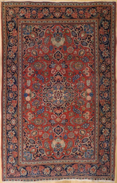 R7440 Vintage Persian Kashan Rug