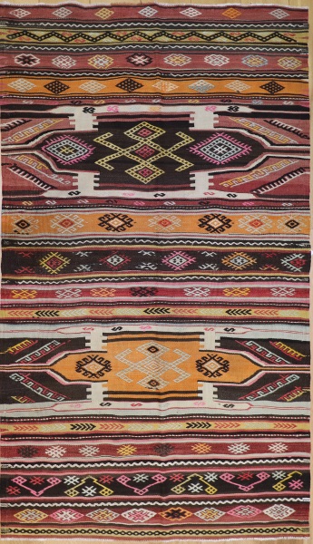 R4313 Vintage Sivas Turkish Kilim Rug