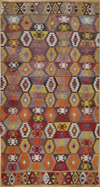 R7840 Vintage Turkish Anatolian Kilim Rug