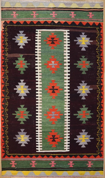 R7845 Vintage Turkish Denizli Kilim Rug