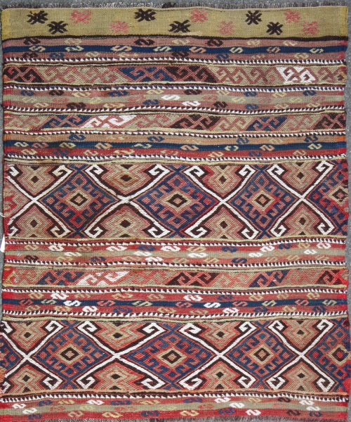 Vintage Turkish Fetiye Kilim Cicim Rug R7513