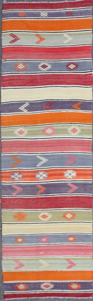 R7473 Vintage Turkish Hand woven Kilim Runner