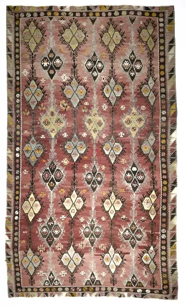 R3897 Vintage Turkish Handwoven Sarkisla Kilim Rug