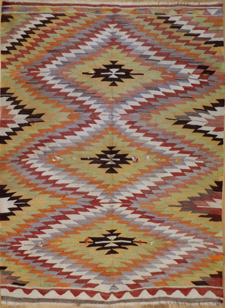 R6845 Vintage Turkish Kilim Rug