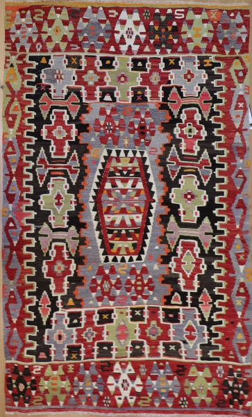 R7877 Vintage Turkish Kilim Rug