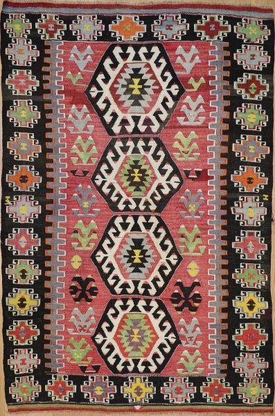 R8713 Vintage Turkish Kilim Rug
