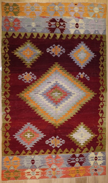 R8756 Vintage Turkish Kilim Rug