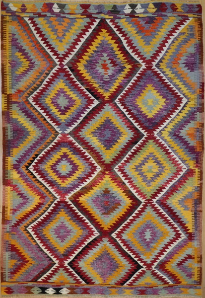 R8758 Vintage Turkish Kilim Rug