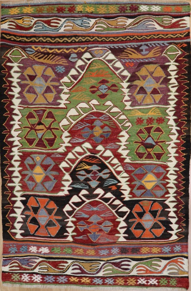 R7842 Vintage Turkish Konya Kilim Rug