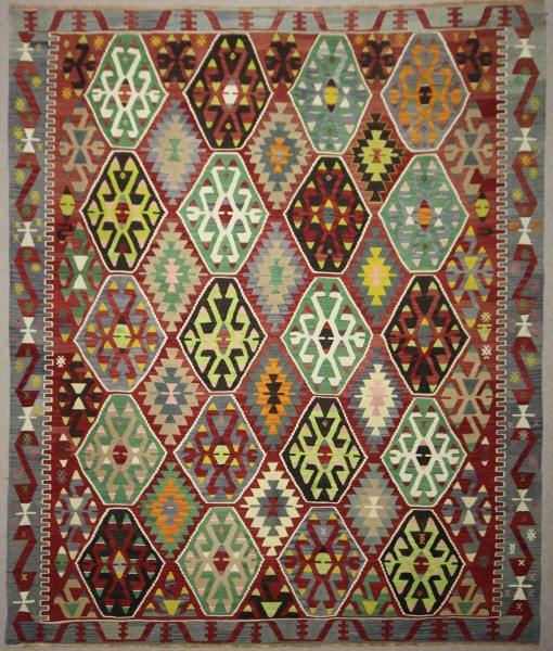 Vintage Turkish Koprubasi Kilim Rug R7827